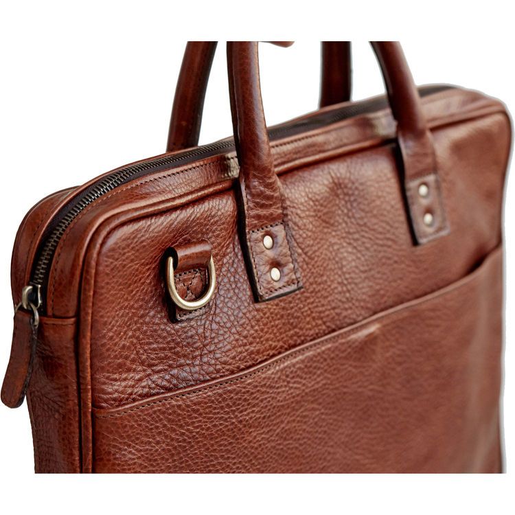 ONA Kingston Leather Laptop Briefcase - Walnut