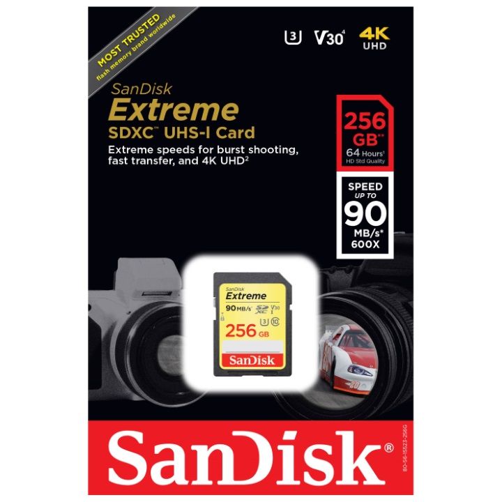 SanDisk Extreme SDXC UHS-I Memory Card 256GB 90MB/s 60MB/s W**