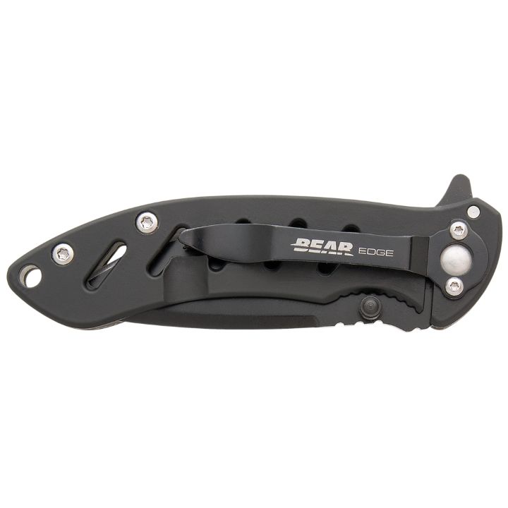 Bear Edge Brisk 1.0 4 1/6" Black Blade Frame Lcok Folder Knife - Black