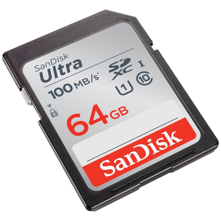 SanDisk Ultra SDHC SDUNR C10 UHS-I 64GB Memory Card - 100MB/s R **