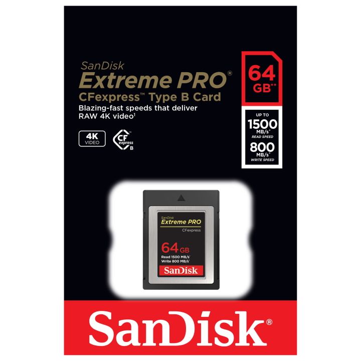 SanDisk Extreme PRO CFexpress Type B 64GB 1500MB/S R 800MB/s W SDCFE Card