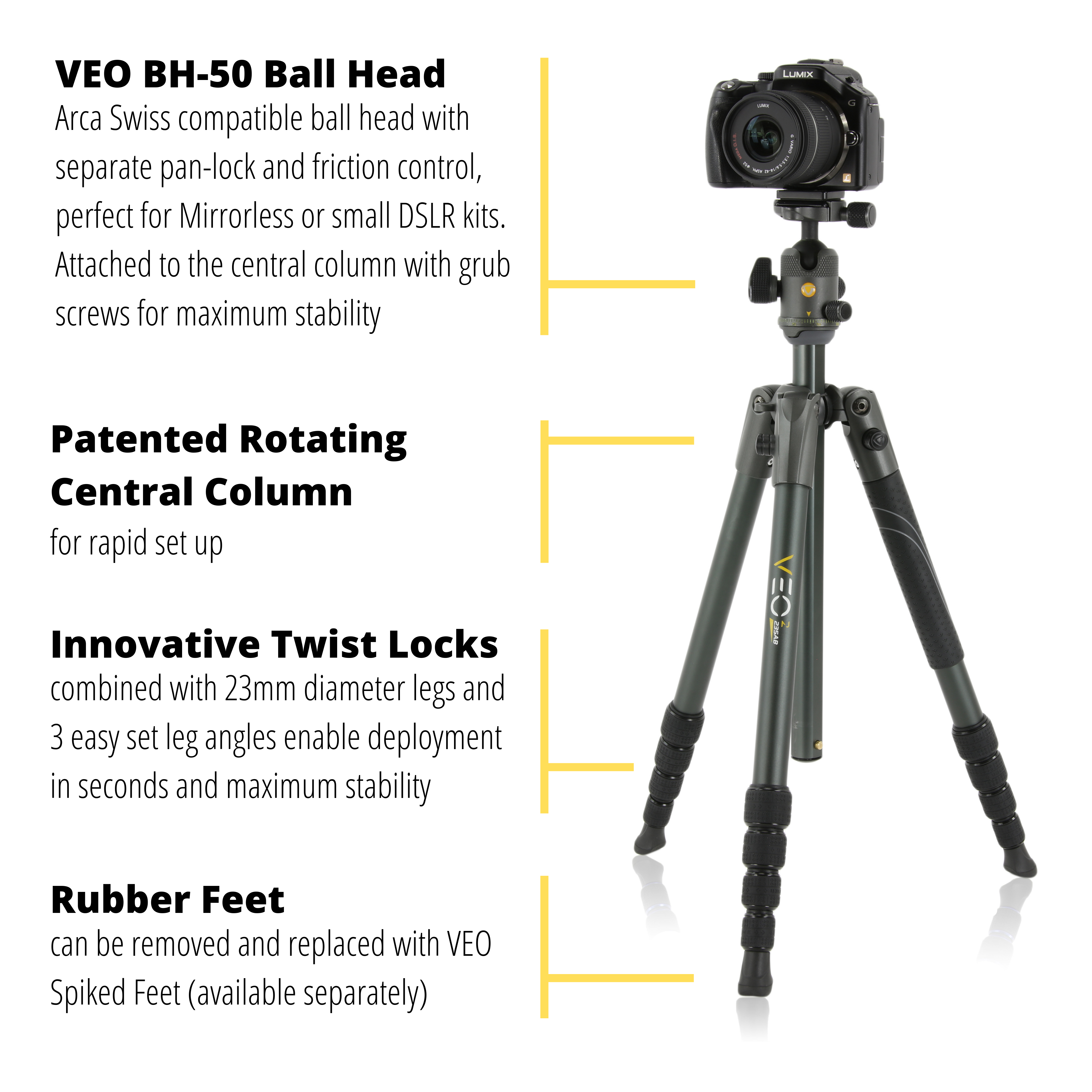 Vanguard VEO 3 GO 235AB Aluminium Tripod / Monopod with T-50 Ball Head