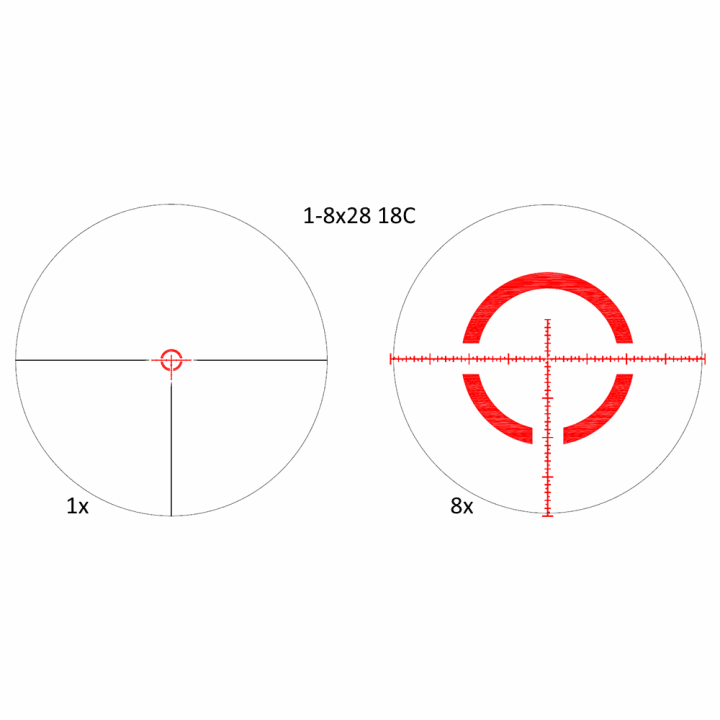 Vixen 1-8x28 34mm FFP Illuminated 18C MOA Riflescope