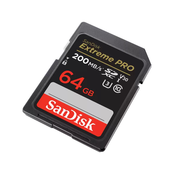 SanDisk Extreme PRO SDXC 64GB 200MB/s R 90MB/s W UHS-I U3 C10 V30 Card