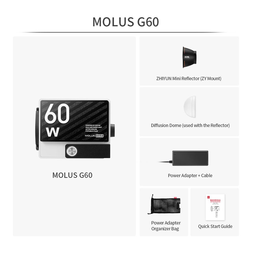 ZHIYUN MOLUS G60 60W Bi-Colour COB Light