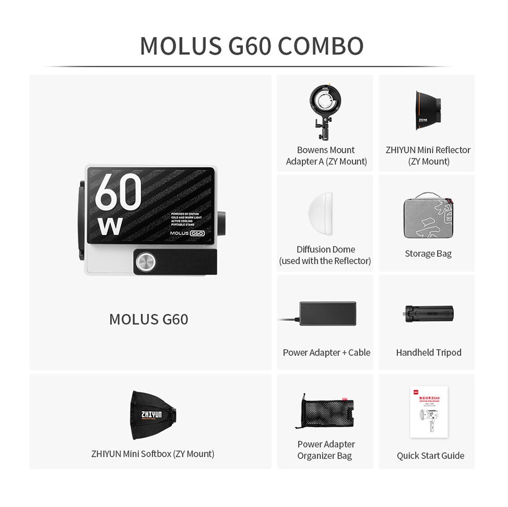 ZHIYUN MOLUS G60 60W Bi-Colour COB Light Combo