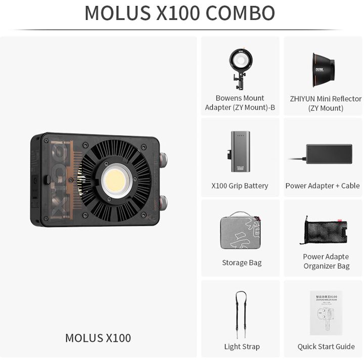 ZHIYUN MOLUS X100 100W Bi-Colour COB Light Combo