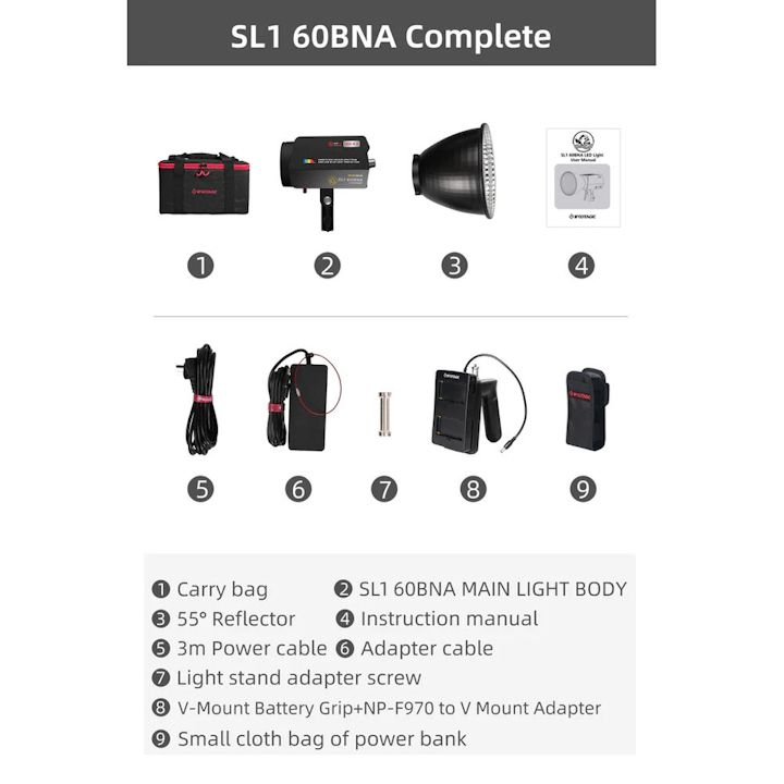 iFootage Anglerfish SL1 60BNA Bi-Color LED Light Complete