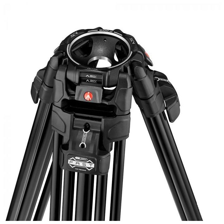 Manfrotto Aluminium Fast Twin Leg Video Tripod with Middle Spreader