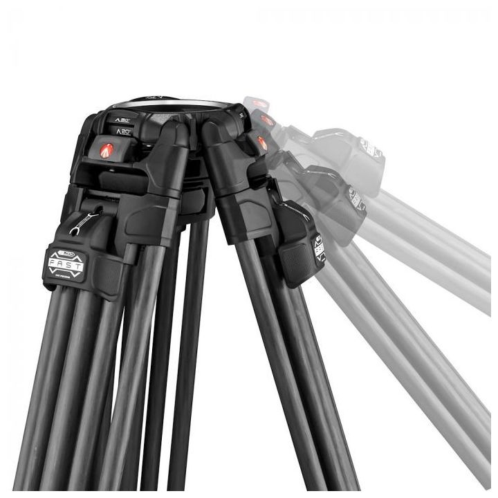 Manfrotto 645 FTT Fast Twin Carbon Fibre Video Tripod with Middle Spreader