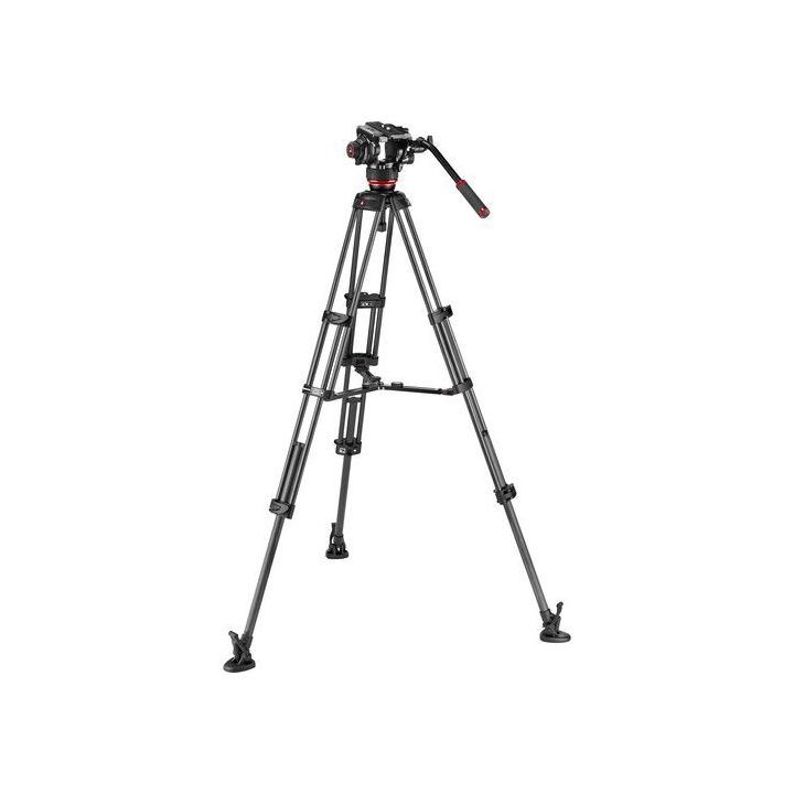 Manfrotto 504X Fluid Video Head and Carbon Fibre Twin Middle Spreader Tripod