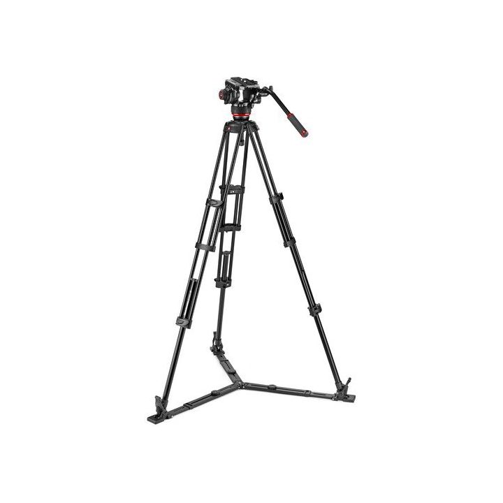 Manfrotto 504X Fluid Video Head and Aluminium Twin Leg Tripod with Ground Spreader