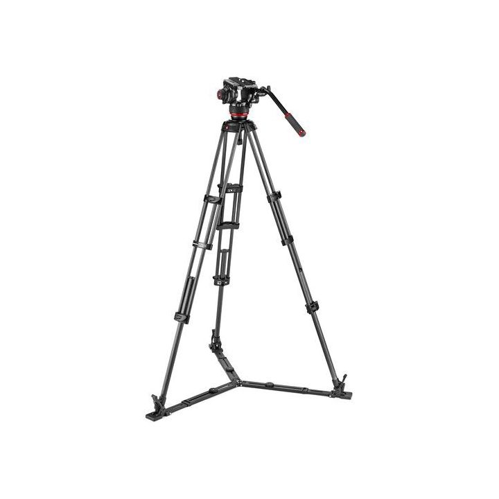Manfrotto 504X Fluid Video Head with Carbon Fibre Twin Leg Tripod and Ground Spreader