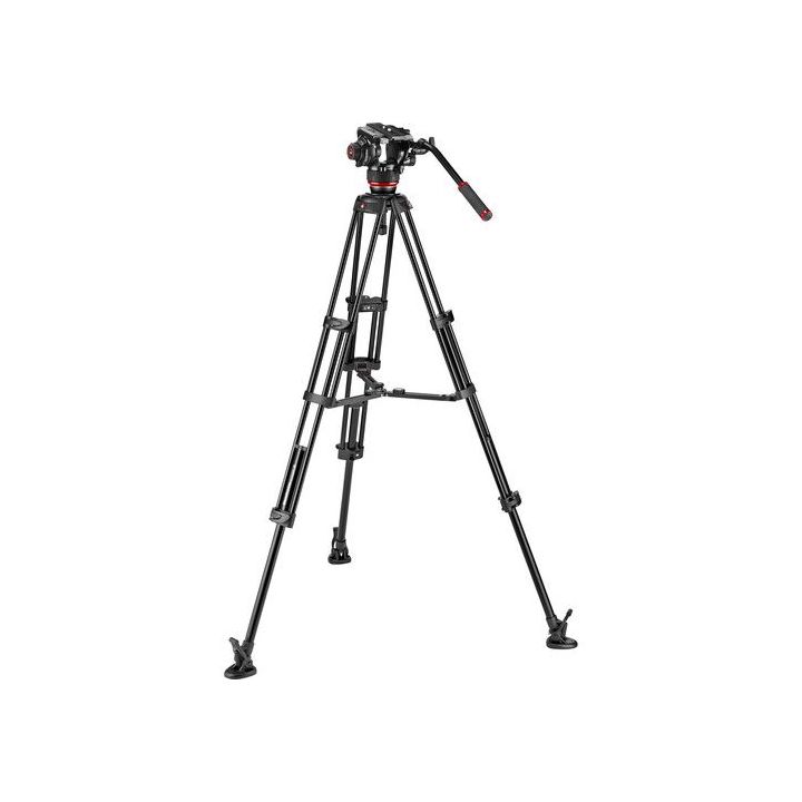 Manfrotto 504X Fluid Video Head and Aluminium Twin Leg Tripod with Middle Spreader