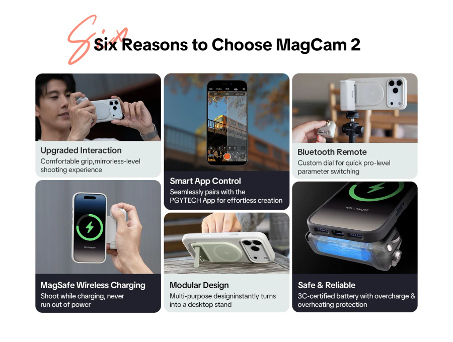 PGYTECH MagCam Phone Grip (Misty Gray) **