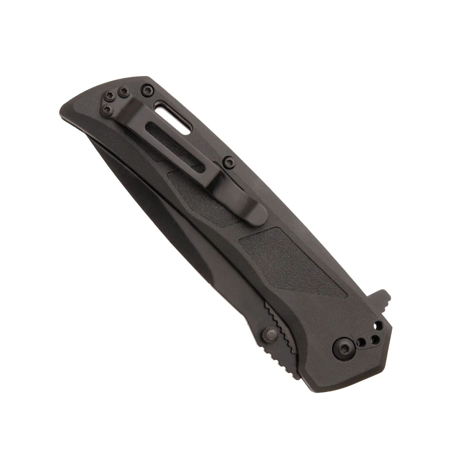 Blackhawk 9 1/4" Bunker Buster BLK ZYTEL Handle DLC Serrated Blade 2 Steel w/Flipper