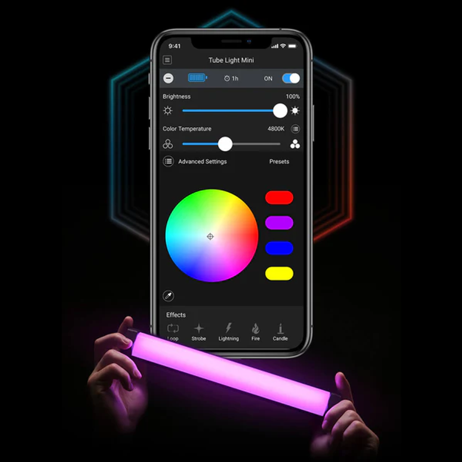 Lume Cube 12" RGB Tube Light with App Control, Mini Tripod, Wrist Strap and Case**